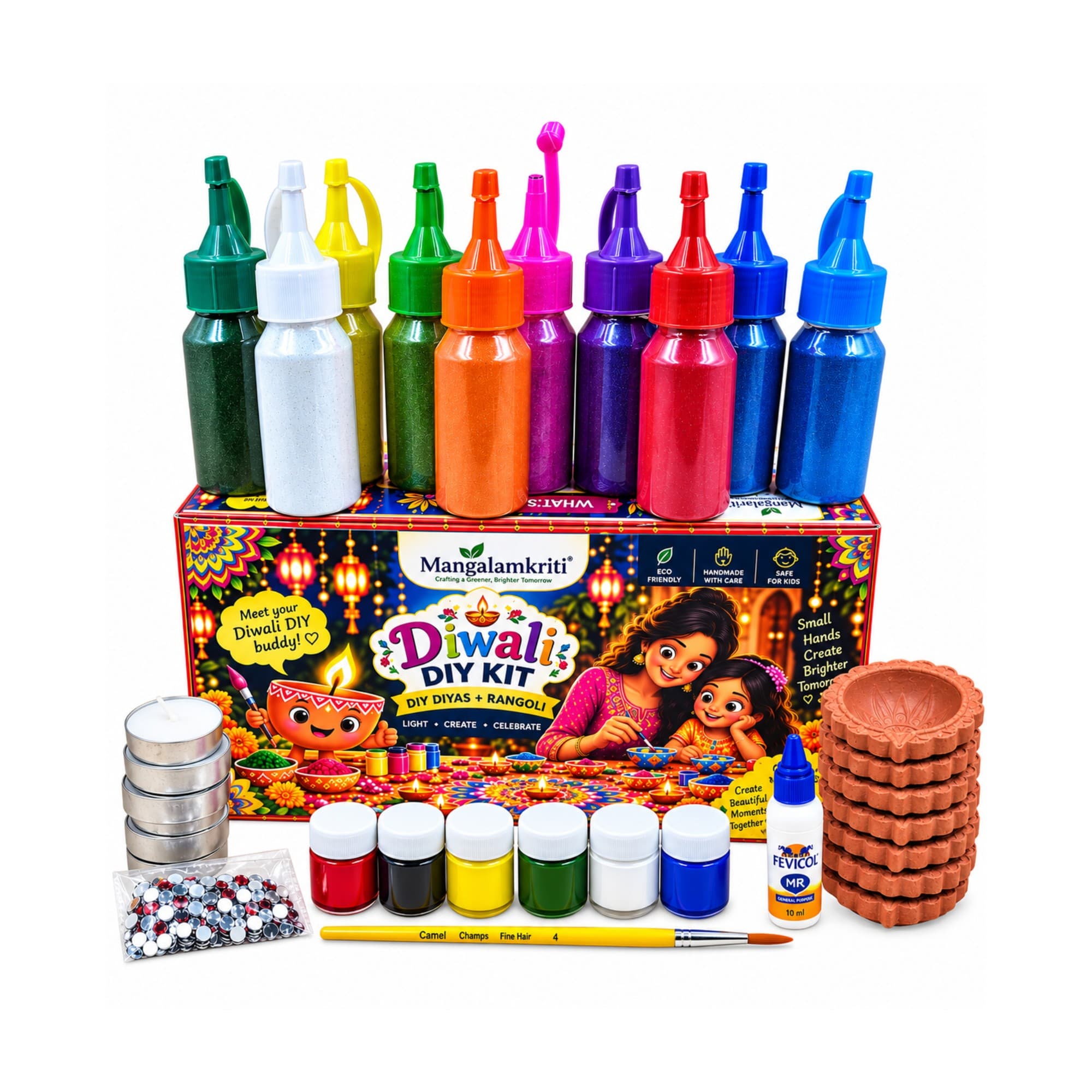 Diwali DIY Kit – Diyas & Rangoli — Acrylic Edition