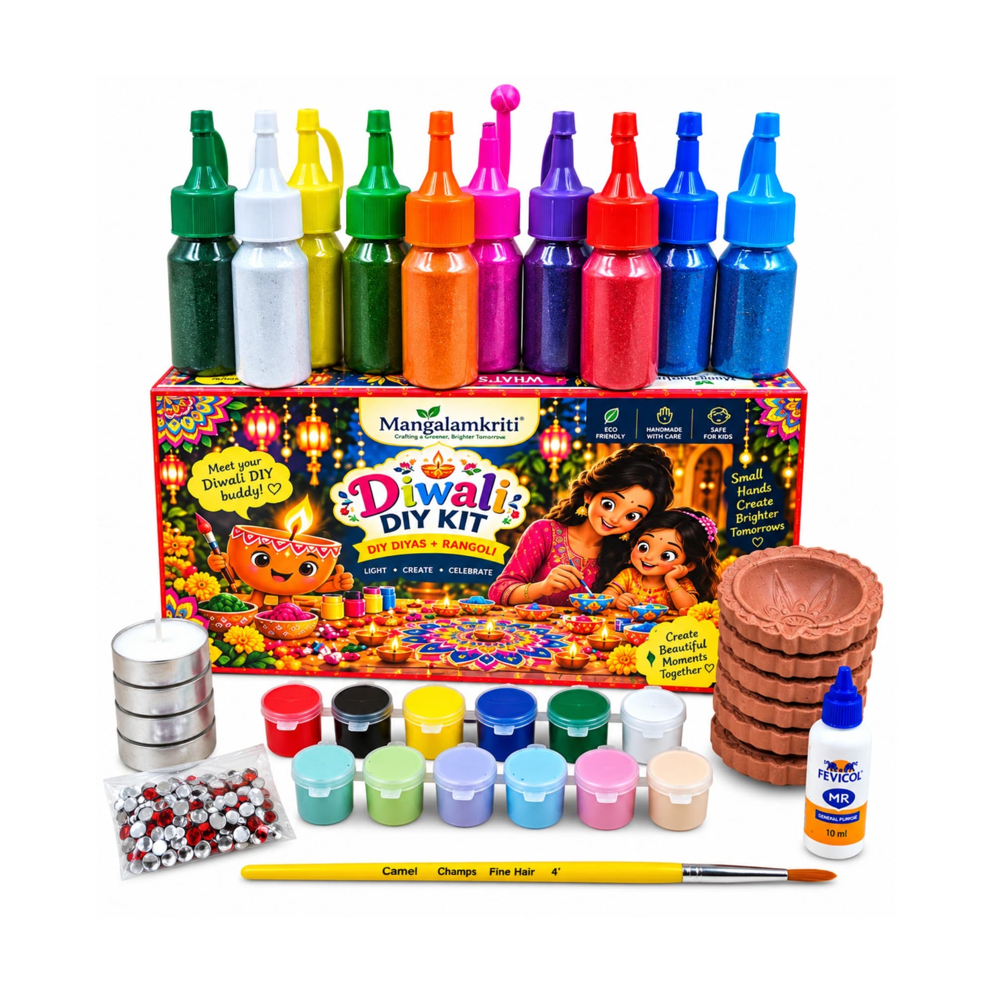 Diwali DIY Kit – Diyas & Rangoli — Watercolour Edition
