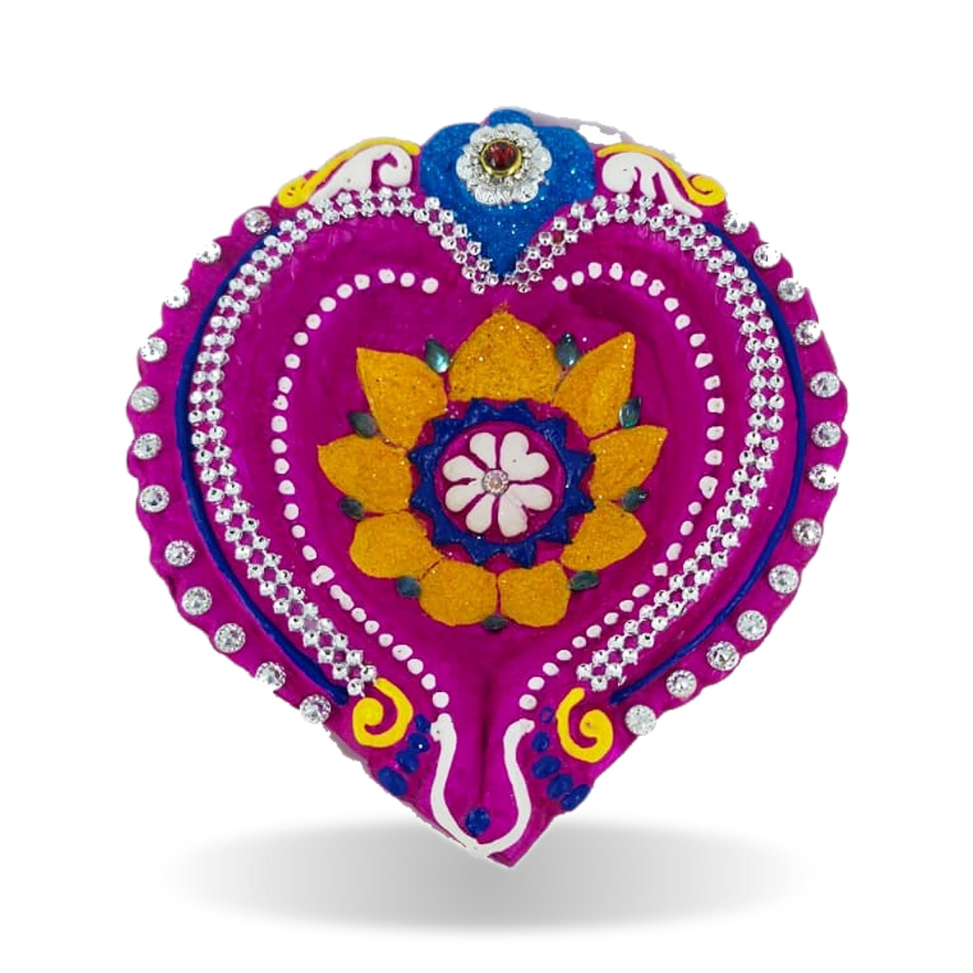 Terracotta Diyas — 7″ Decorated
