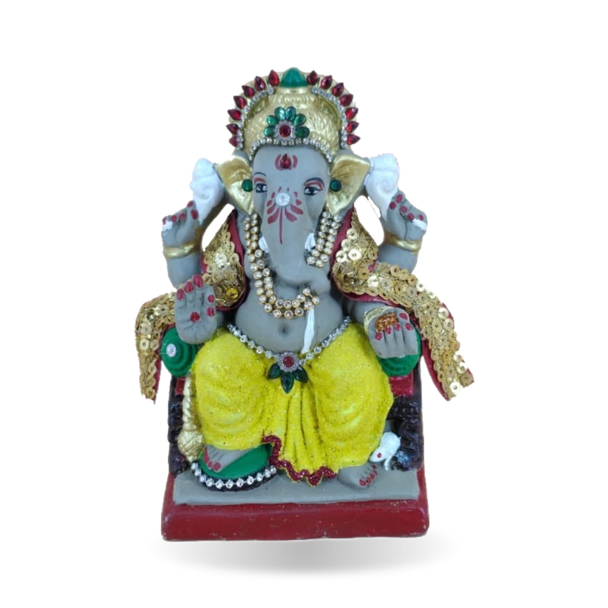 Eco-Friendly Handmade Clay Ganesh Idol — 6″ Decorated