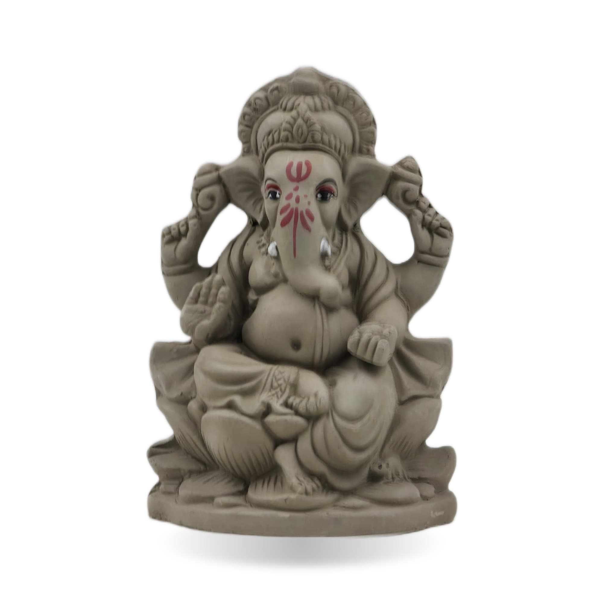 Eco-Friendly Handmade Clay Ganesh Idol — 6″ Plain