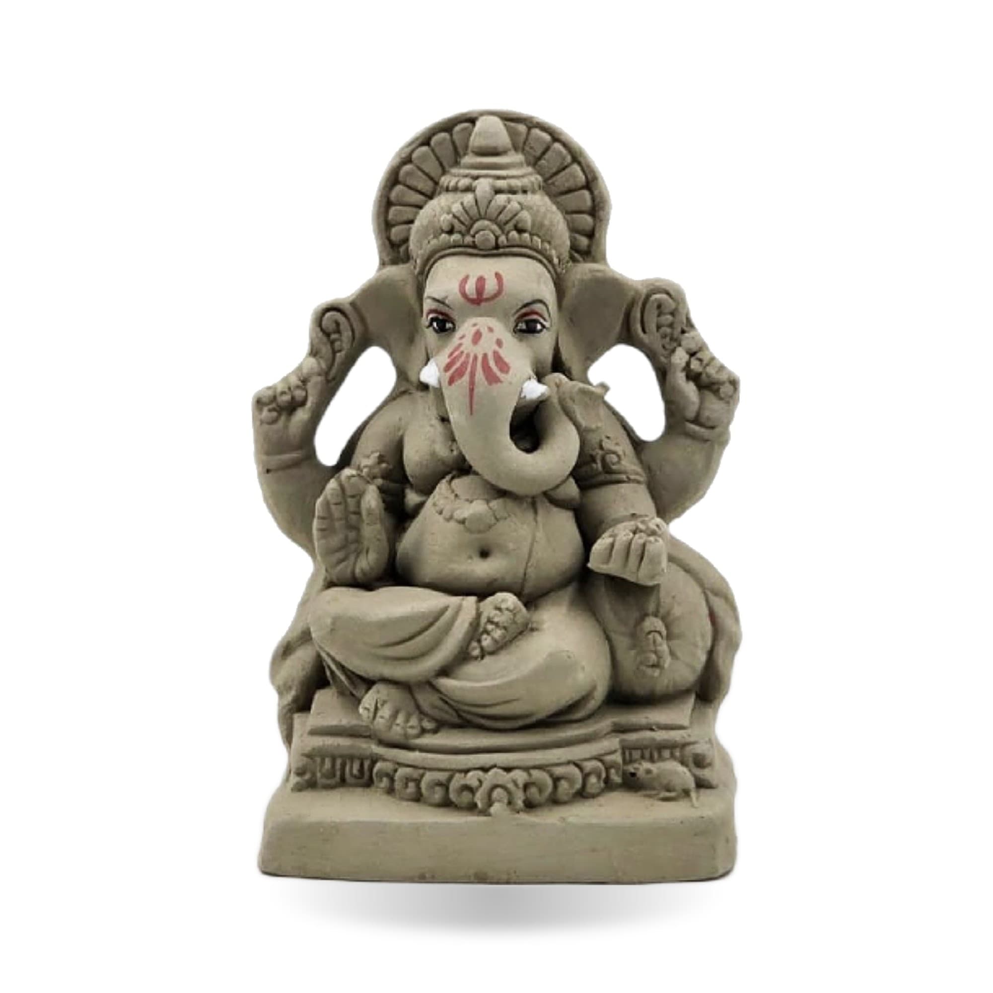 Eco-Friendly Handmade Clay Ganesh Idol — 6″ Plain