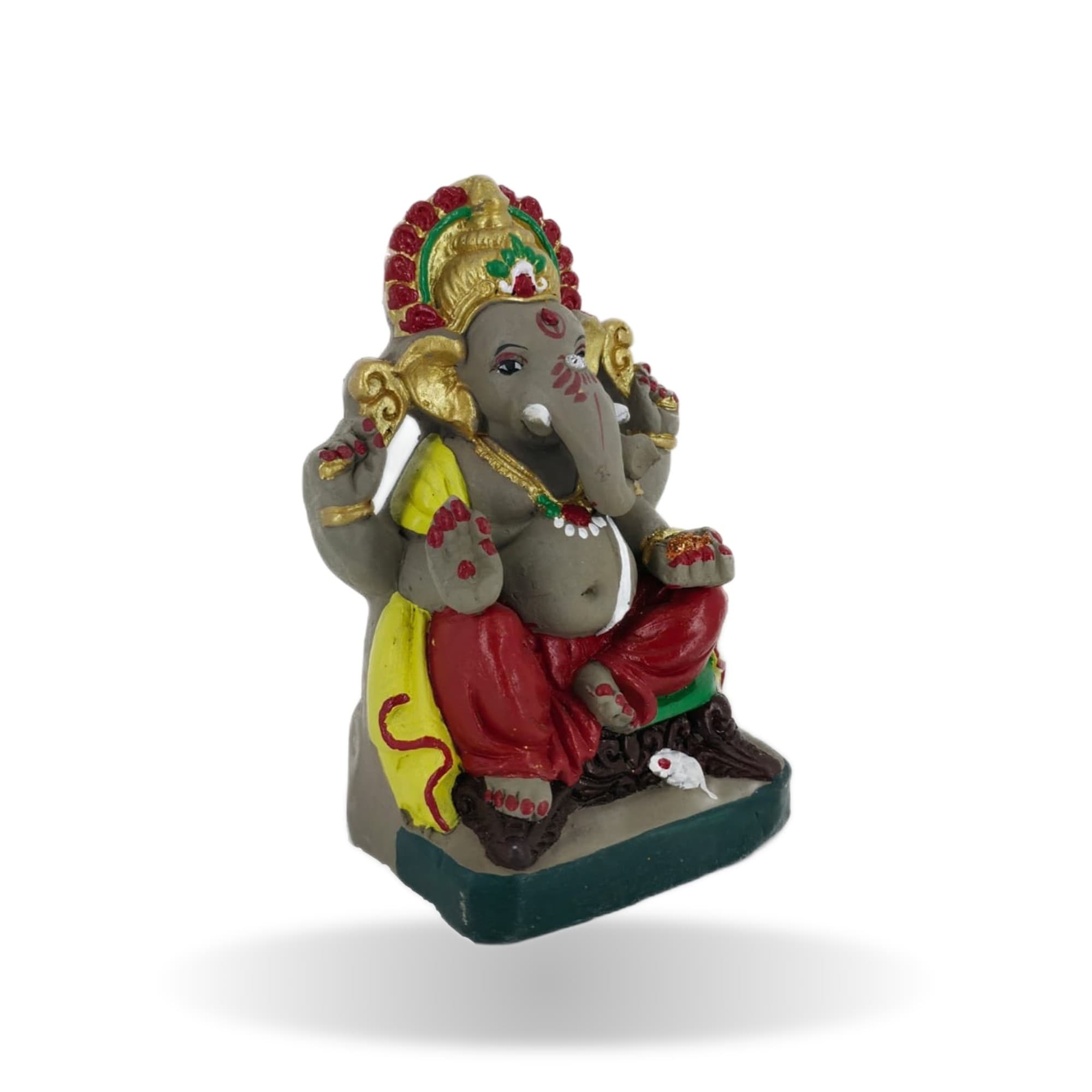 Eco-Friendly Handmade Clay Ganesh Idol — 6″ Painted