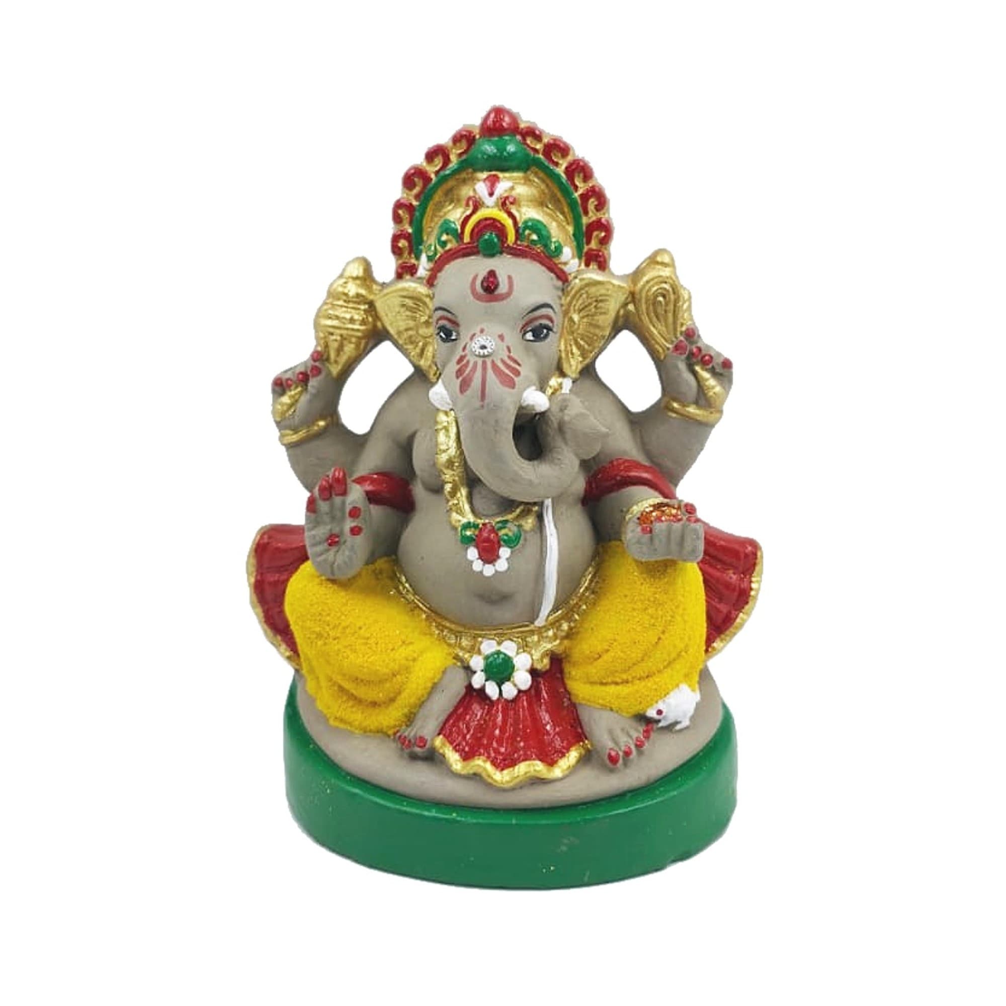 Eco-Friendly Handmade Clay Ganesh Idol — 6″ Painted