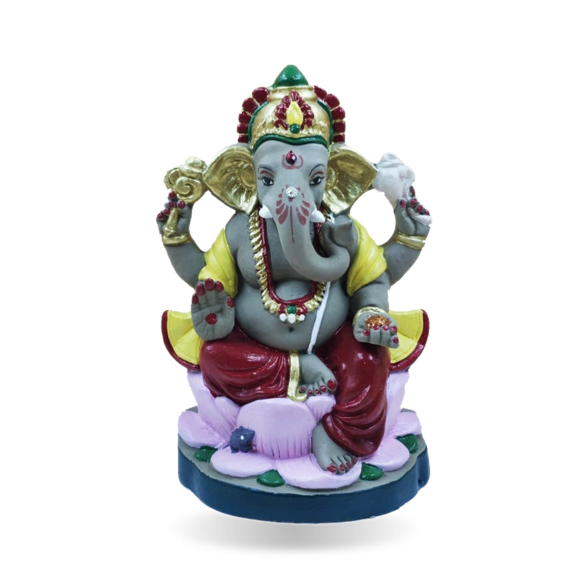 Eco-Friendly Handmade Clay Ganesh Idol — 8″ Painted