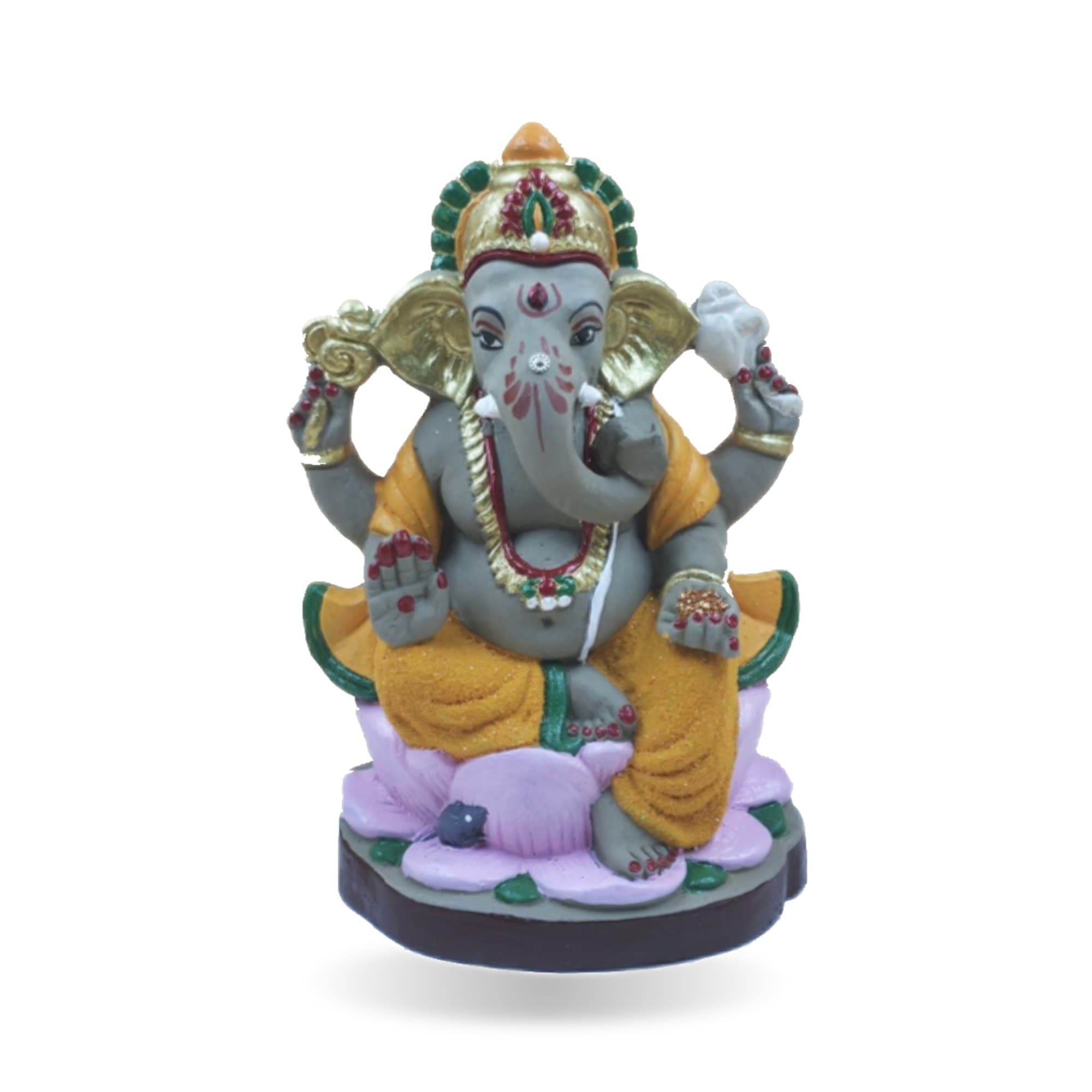 Eco-Friendly Handmade Clay Ganesh Idol — 8″ Painted